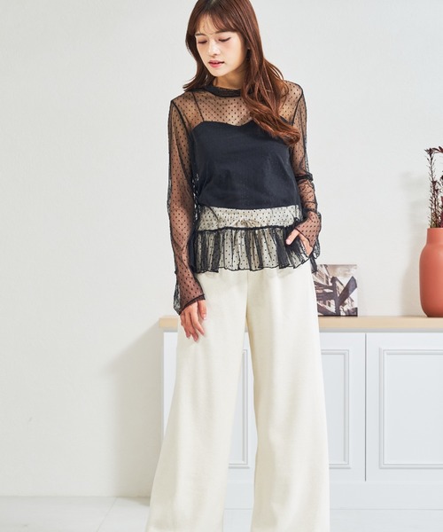 MISCH MASCH(ミッシュマッシュ)の「ZOZO限定 ドットシアー裾フリルハイネックプルオーバー(Tシャツ/カットソー・レディース・ホワイト/ブラック・フリ-)」の10枚目の写真