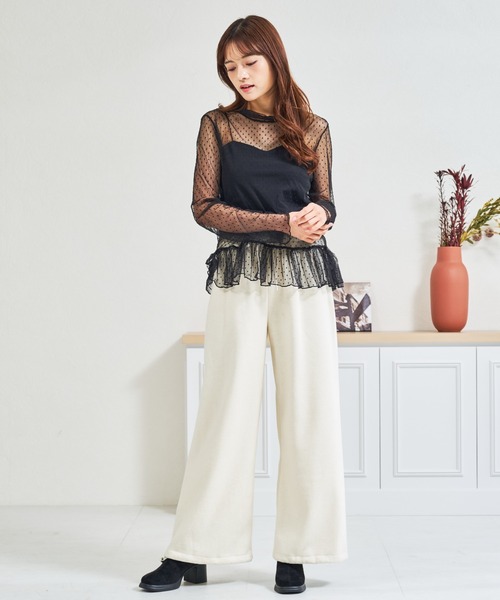MISCH MASCH(ミッシュマッシュ)の「ZOZO限定 ドットシアー裾フリルハイネックプルオーバー(Tシャツ/カットソー・レディース・ホワイト/ブラック・フリ-)」の13枚目の写真