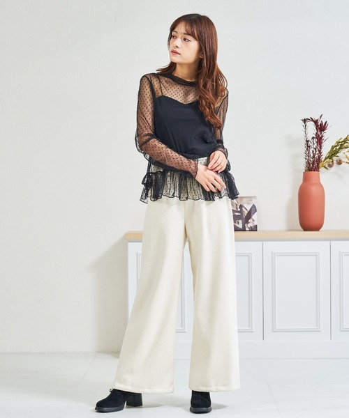 MISCH MASCH(ミッシュマッシュ)の「ZOZO限定 ドットシアー裾フリルハイネックプルオーバー(Tシャツ/カットソー・レディース・ホワイト/ブラック・フリ-)」の14枚目の写真