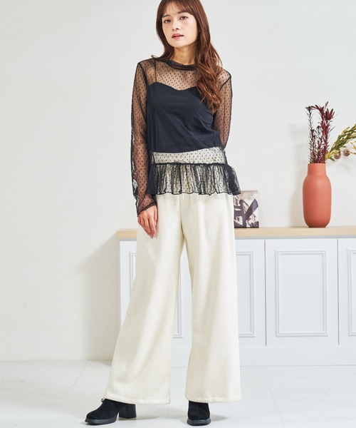MISCH MASCH(ミッシュマッシュ)の「ZOZO限定 ドットシアー裾フリルハイネックプルオーバー(Tシャツ/カットソー・レディース・ホワイト/ブラック・フリ-)」の15枚目の写真