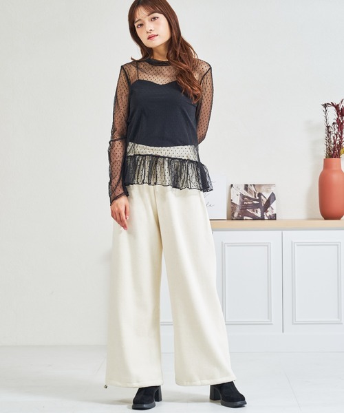 MISCH MASCH(ミッシュマッシュ)の「ZOZO限定 ドットシアー裾フリルハイネックプルオーバー(Tシャツ/カットソー・レディース・ホワイト/ブラック・フリ-)」の16枚目の写真