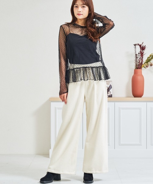 MISCH MASCH(ミッシュマッシュ)の「ZOZO限定 ドットシアー裾フリルハイネックプルオーバー(Tシャツ/カットソー・レディース・ホワイト/ブラック・フリ-)」の17枚目の写真