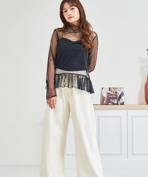 MISCH MASCH(ミッシュマッシュ)の「ZOZO限定 ドットシアー裾フリルハイネックプルオーバー(Tシャツ/カットソー・レディース・ホワイト/ブラック・フリ-)」の9枚目の写真