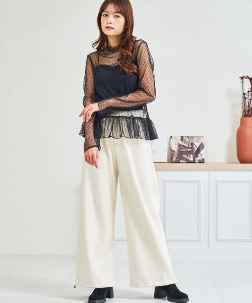 MISCH MASCH(ミッシュマッシュ)の「ZOZO限定 ドットシアー裾フリルハイネックプルオーバー(Tシャツ/カットソー・レディース・ホワイト/ブラック・フリ-)」の19枚目の写真