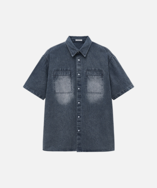 DRAW FIT（ドローフィット）の「フェードデニムハーフシャツ[ROUGH BLUE]（シャツ/ブラウス・メンズ・その他・LARGE/X-LARGE/MEDIUM）」の3枚目の写真