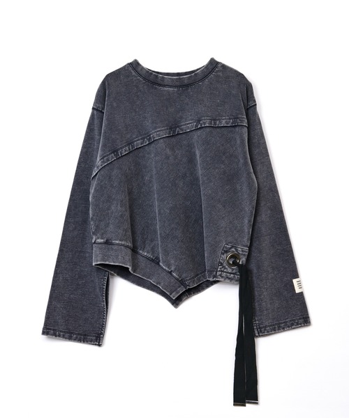 AULA AILA（アウラアイラ）の「【AVIREX】アシンメトリープルオーバー（スウェット・レディース・ライトグレー/ピンク/チャコールグレー・0）」の2枚目の写真