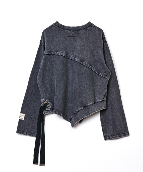 AULA AILA（アウラアイラ）の「【AVIREX】アシンメトリープルオーバー（スウェット・レディース・ライトグレー/ピンク/チャコールグレー・0）」の6枚目の写真