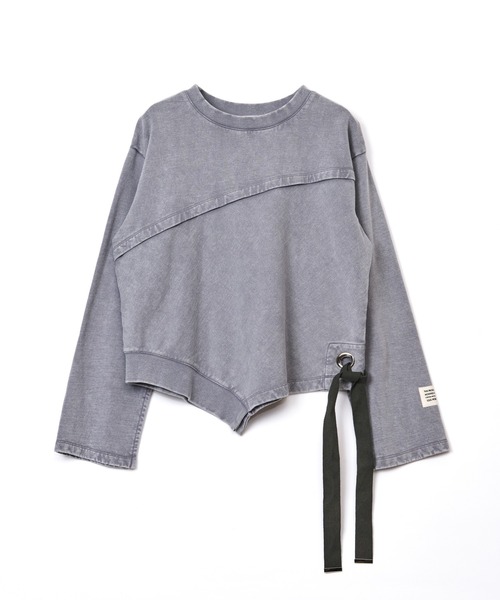 AULA AILA（アウラアイラ）の「【AVIREX】アシンメトリープルオーバー（スウェット・レディース・ライトグレー/ピンク/チャコールグレー・0）」の10枚目の写真