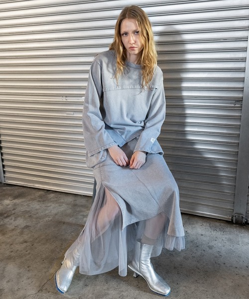 AULA AILA（アウラアイラ）の「【AVIREX】アシンメトリープルオーバー（スウェット・レディース・ライトグレー/ピンク/チャコールグレー・0）」の22枚目の写真