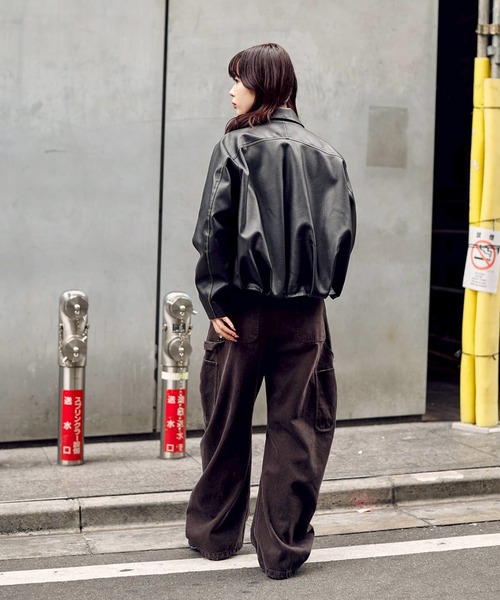 CONZ（コンズ）の「BALLOON LEATHER ZIP UP JACKET（ブルゾン・レディース・ブラック・1/2）」の11枚目の写真
