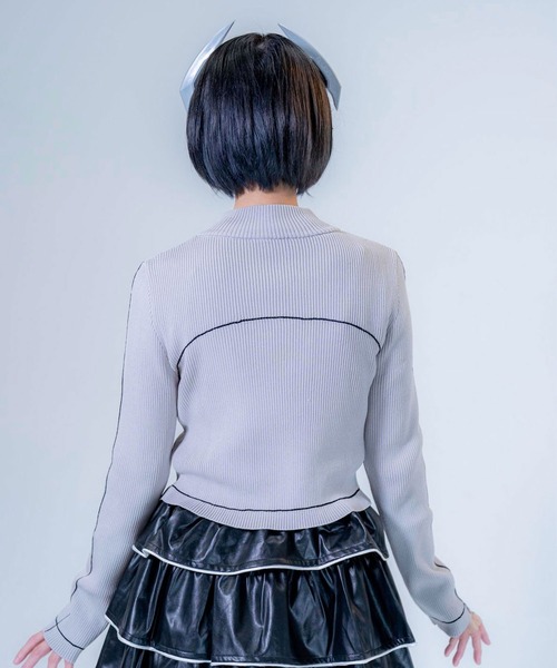 Re:CRYPT(リクリプト)の「ハーフジップラインリブニット / ロゴ刺繍 タイト(ニット/セーター・レディース・ブラック/グレー・F)」の10枚目の写真
