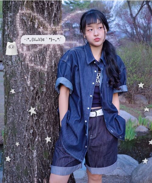 BLOND9（ブロンドナイン）の「ポケットハーフデニムシャツ_ダークインディゴ（シャツ/ブラウス・レディース・その他・LARGE/MEDIUM/X-LARGE）」の13枚目の写真
