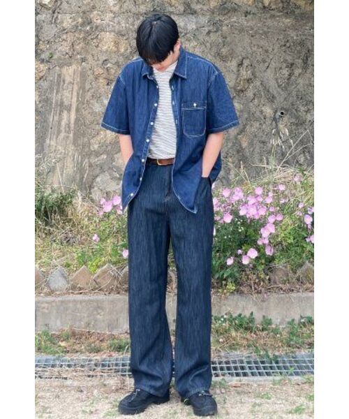 BLOND9（ブロンドナイン）の「ポケットハーフデニムシャツ_ダークインディゴ（シャツ/ブラウス・レディース・その他・LARGE/MEDIUM/X-LARGE）」の6枚目の写真