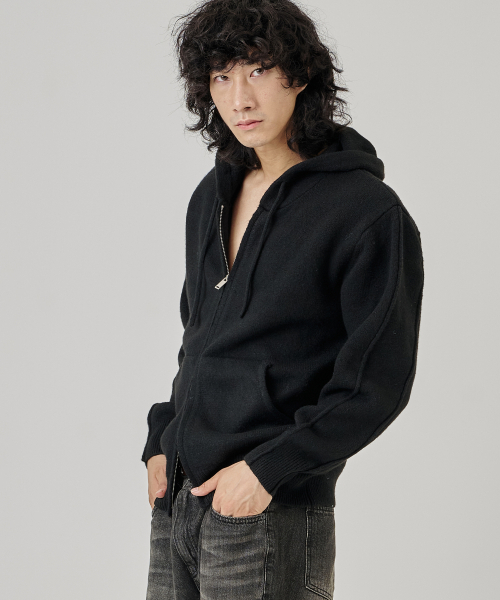 THE-ABON(エイボン)の「ソフトウールオーバーフードジップアップブラウン(パーカー・メンズ・ブラウン・LARGE/X-LARGE)」の2枚目の写真