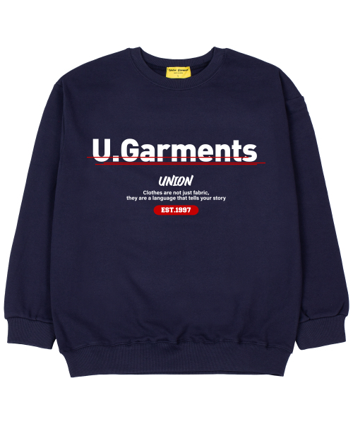 Union Garments(ユニオンガーメンツ)の「ポイントロゴ 裏毛 オーバーサイズ スウェット Tシャツ ネイビー(スウェット・レディース・その他・MEDIUM/LARGE/X-LARGE/XX-LARGE)」の1枚目の写真