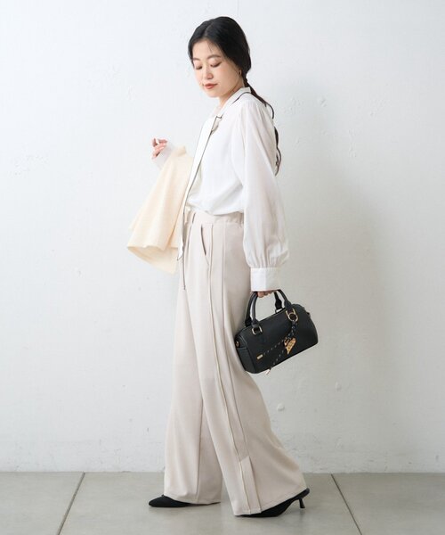 CIAOPANIC TYPY（チャオパニックティピー）の「≪オケージョン対応≫配色パイピングボウタイシャツ（シャツ/ブラウス・レディース・サックスブルー/ホワイト・ONE SIZE）」の9枚目の写真