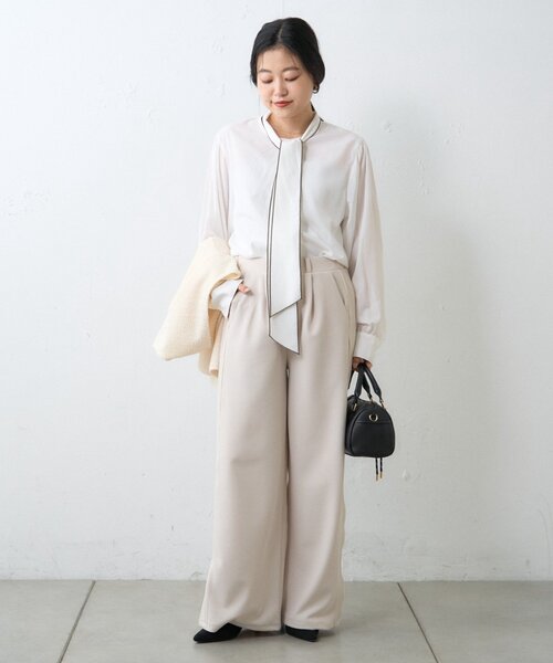 CIAOPANIC TYPY（チャオパニックティピー）の「≪オケージョン対応≫配色パイピングボウタイシャツ（シャツ/ブラウス・レディース・サックスブルー/ホワイト・ONE SIZE）」の10枚目の写真