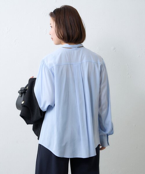 CIAOPANIC TYPY（チャオパニックティピー）の「≪オケージョン対応≫配色パイピングボウタイシャツ（シャツ/ブラウス・レディース・サックスブルー/ホワイト・ONE SIZE）」の15枚目の写真