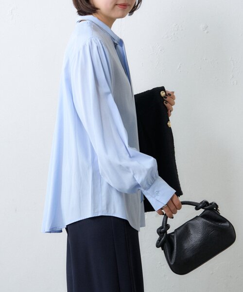 CIAOPANIC TYPY（チャオパニックティピー）の「≪オケージョン対応≫配色パイピングボウタイシャツ（シャツ/ブラウス・レディース・サックスブルー/ホワイト・ONE SIZE）」の16枚目の写真