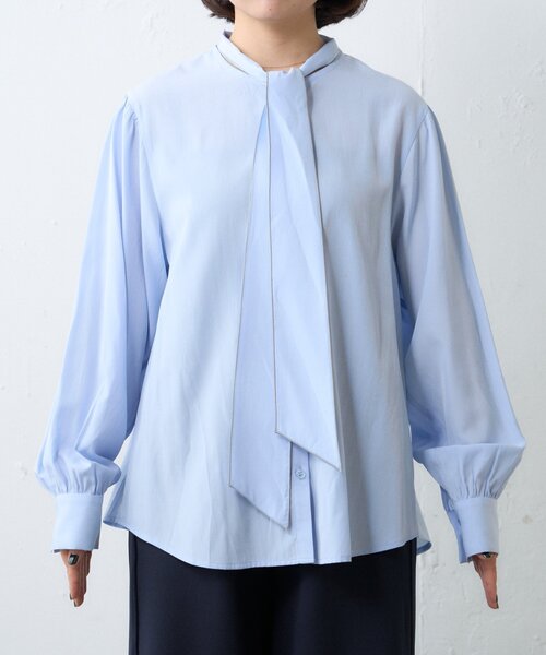 CIAOPANIC TYPY（チャオパニックティピー）の「≪オケージョン対応≫配色パイピングボウタイシャツ（シャツ/ブラウス・レディース・サックスブルー/ホワイト・ONE SIZE）」の20枚目の写真