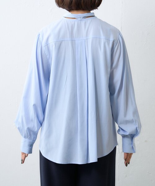 CIAOPANIC TYPY（チャオパニックティピー）の「≪オケージョン対応≫配色パイピングボウタイシャツ（シャツ/ブラウス・レディース・サックスブルー/ホワイト・ONE SIZE）」の22枚目の写真