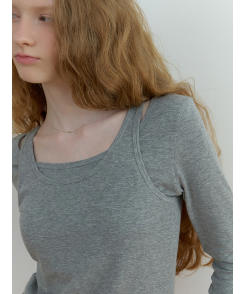 RE_L(リエル)の「Sou layered t-shirt_2piece (gray)(Tシャツ/カットソー・レディース・その他・FREE)」の4枚目の写真