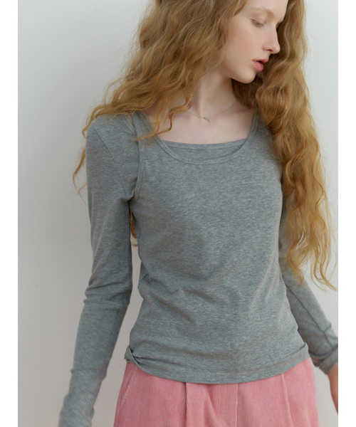 RE_L(リエル)の「Sou layered t-shirt_2piece (gray)(Tシャツ/カットソー・レディース・その他・FREE)」の5枚目の写真