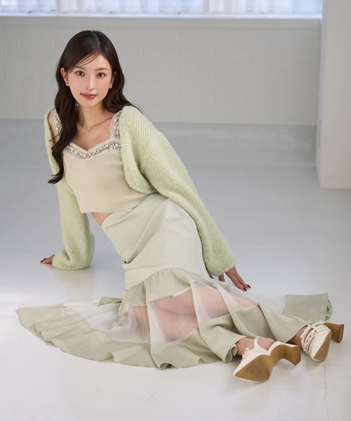 Seemi. byNICECLAUP（ シーミーバイナイスクラップ）の「【Seemi.】ティアードロングスカート（スカート・レディース・ピンク/ミント/アイボリー・FREE）」の10枚目の写真