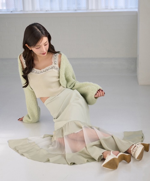 Seemi. byNICECLAUP（ シーミーバイナイスクラップ）の「【Seemi.】ティアードロングスカート（スカート・レディース・ピンク/ミント/アイボリー・FREE）」の11枚目の写真