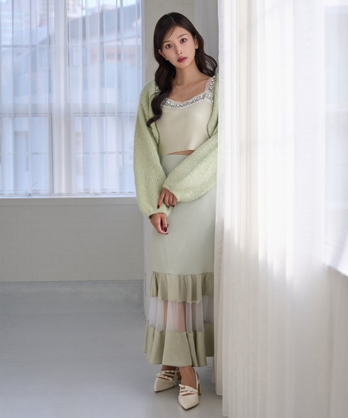 Seemi. byNICECLAUP（ シーミーバイナイスクラップ）の「【Seemi.】ティアードロングスカート（スカート・レディース・ピンク/ミント/アイボリー・FREE）」の13枚目の写真