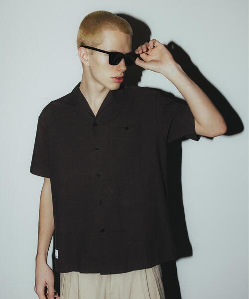 schott(ショット)の「Schott/ショット/MIX SHARK COLLAR SS SHIRT/ミックス シャークカラー 半袖シャツ(シャツ/ブラウス・メンズ・ブラック/ブラウン・2XL/XL/L/M)」の1枚目の写真