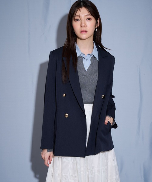 NOELA（ノエラ）の「ダブルブレストジャケット（テーラードジャケット・レディース・ネイビー/ベージュ・S/M）」の21枚目の写真