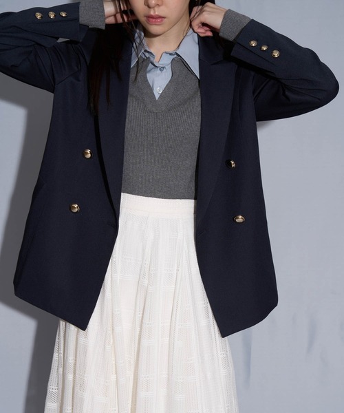 NOELA（ノエラ）の「ダブルブレストジャケット（テーラードジャケット・レディース・ネイビー/ベージュ・S/M）」の16枚目の写真