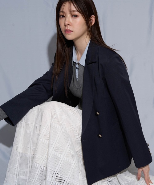 NOELA（ノエラ）の「ダブルブレストジャケット（テーラードジャケット・レディース・ネイビー/ベージュ・S/M）」の14枚目の写真