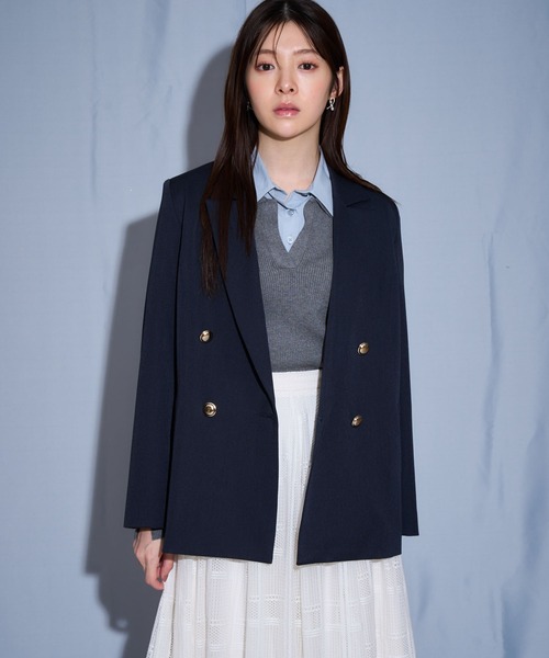 NOELA（ノエラ）の「ダブルブレストジャケット（テーラードジャケット・レディース・ネイビー/ベージュ・S/M）」の4枚目の写真