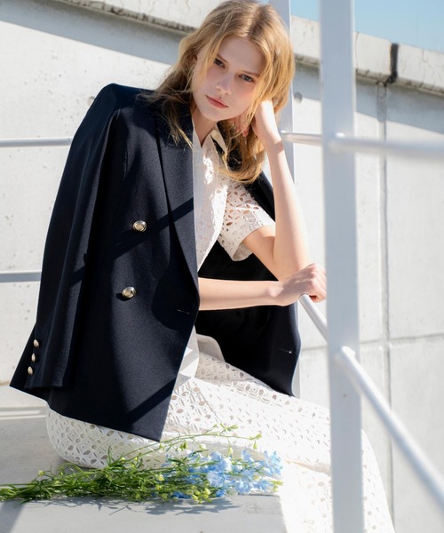 NOELA（ノエラ）の「ダブルブレストジャケット（テーラードジャケット・レディース・ネイビー/ベージュ・S/M）」の3枚目の写真