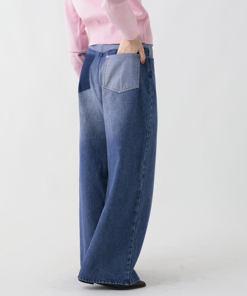 GEORGE'S(ジョージズ)の「リメイク風ワイドデニム(デニムパンツ・レディース・ベージュ/ブルー・SMALL/MEDIUM)」の2枚目の写真