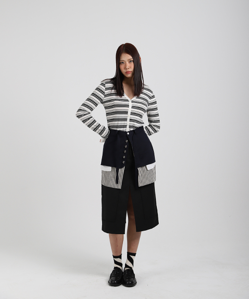 COTTONREBIRTHCLUB(コットンリバースクラブ)の「ストライプカラースカート(ネイビー)(スカート・レディース・その他・SMALL/MEDIUM)」の1枚目の写真