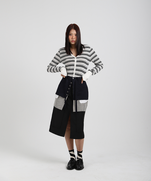 COTTONREBIRTHCLUB(コットンリバースクラブ)の「ストライプカラースカート(ネイビー)(スカート・レディース・その他・SMALL/MEDIUM)」の2枚目の写真