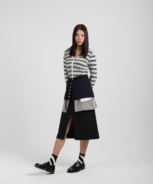 COTTONREBIRTHCLUB(コットンリバースクラブ)の「ストライプカラースカート(ネイビー)(スカート・レディース・その他・SMALL/MEDIUM)」の3枚目の写真