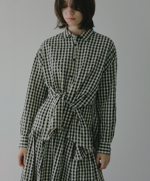 MANOF(マノフ)の「OVER SIZED 2WAY SHIRTS(シャツ/ブラウス・レディース・ブラックミックス・S/M)」の1枚目の写真