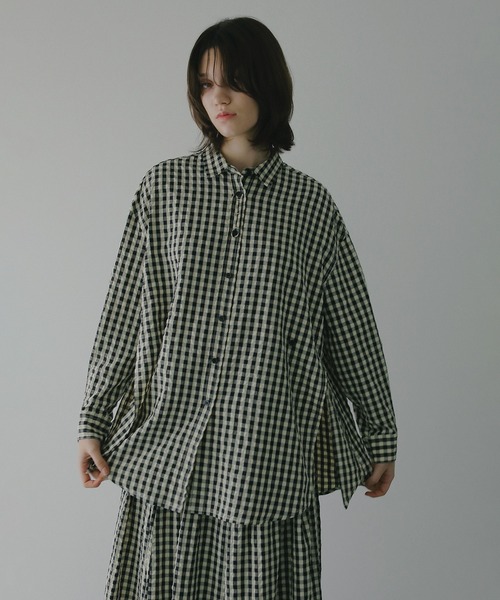 MANOF(マノフ)の「OVER SIZED 2WAY SHIRTS(シャツ/ブラウス・レディース・ブラックミックス・S/M)」の3枚目の写真