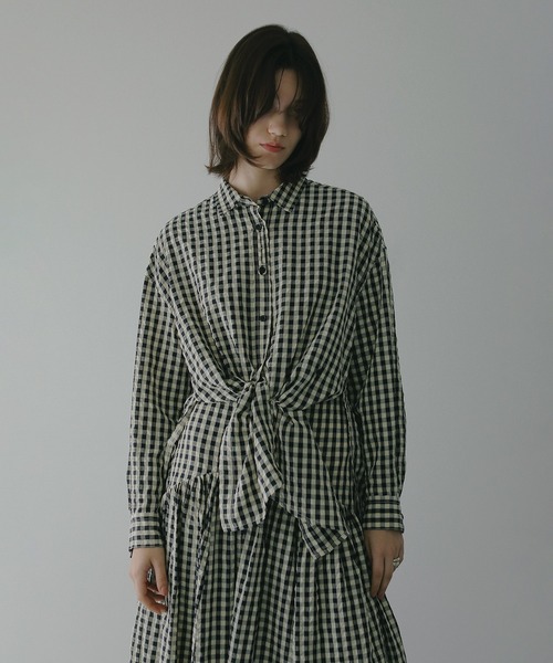 MANOF(マノフ)の「OVER SIZED 2WAY SHIRTS(シャツ/ブラウス・レディース・ブラックミックス・S/M)」の7枚目の写真