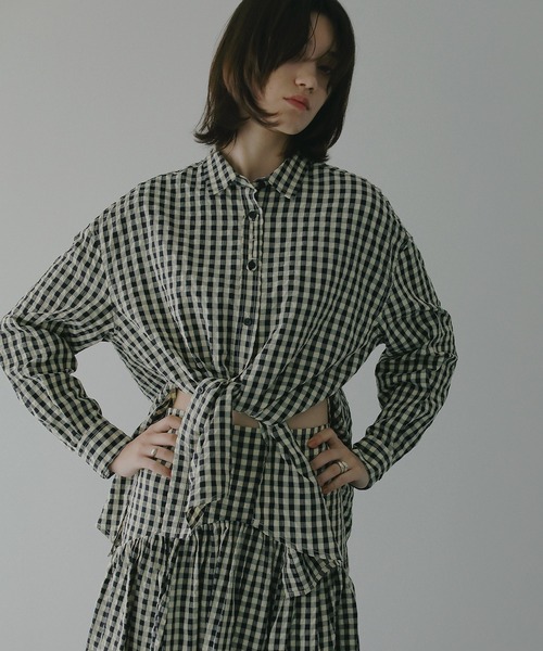 MANOF(マノフ)の「OVER SIZED 2WAY SHIRTS(シャツ/ブラウス・レディース・ブラックミックス・S/M)」の5枚目の写真
