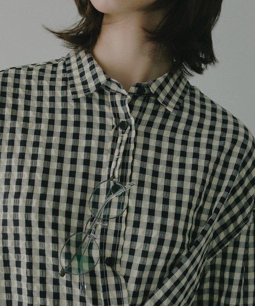 MANOF(マノフ)の「OVER SIZED 2WAY SHIRTS(シャツ/ブラウス・レディース・ブラックミックス・S/M)」の19枚目の写真