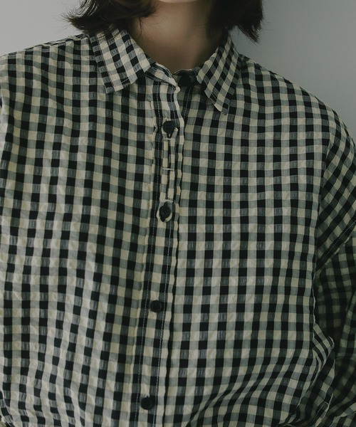 MANOF(マノフ)の「OVER SIZED 2WAY SHIRTS(シャツ/ブラウス・レディース・ブラックミックス・S/M)」の20枚目の写真