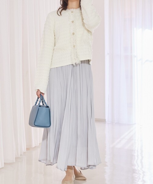 abahouse mavie（アバハウスマヴィ）の「ツィードニットジャケット（カーディガン/ボレロ・レディース・ホワイト/ネイビー・フリー）」の3枚目の写真