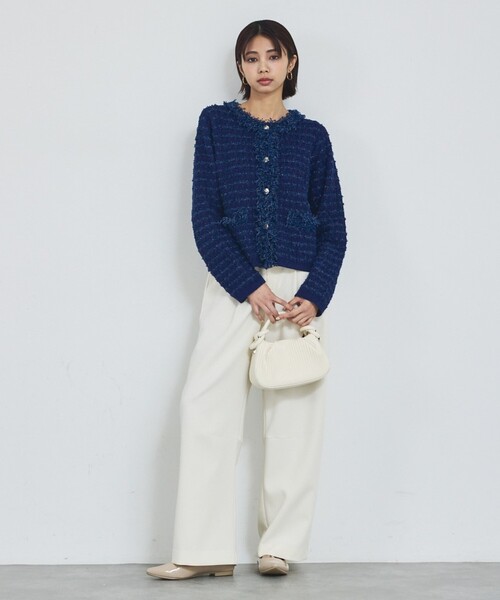abahouse mavie（アバハウスマヴィ）の「ツィードニットジャケット（カーディガン/ボレロ・レディース・ホワイト/ネイビー・フリー）」の10枚目の写真