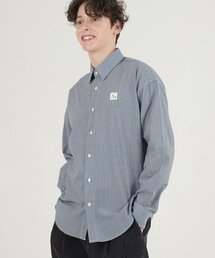 ミニチェックオーバーサイズシャツブルー