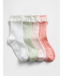 GAP | レーストリミング ポインテール クルーソックス 4足セット (幼児・ベビー)(ソックス/靴下)